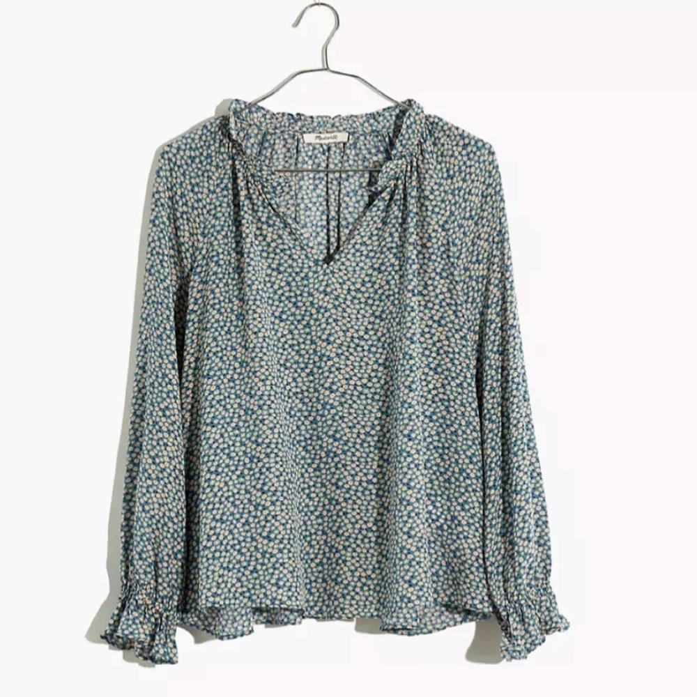 Madewell Silk Poet Top in Bitsy Floral Size Large